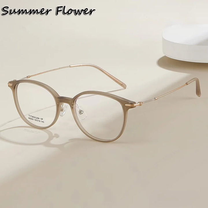 Summer Flower Unisex Full Rim Square Tr 90 Titanium Eyeglasses 618262