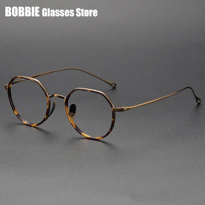 Bobbie Women's Full Rim Flat Top Oval Acetate Titanium Eyeglasses 731067