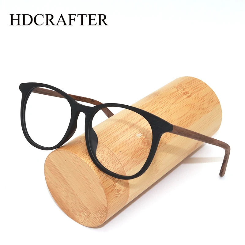 Hdcrafter Unisex Full Rim Oval Square Bamboo Wood Eyeglasses 41664 Full Rim Hdcrafter Eyeglasses
