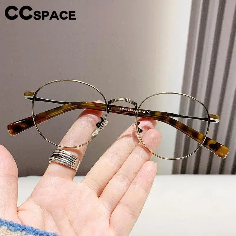 CCSpace Unisex Full Rim Oval Alloy Acetate Eyeglasses 57243 Full Rim CCspace   