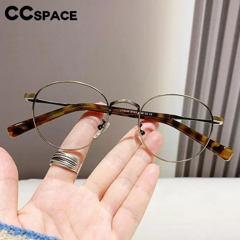 CCspace Unisex Full Rim Oval Alloy Acetate Eyeglasses 57243 Full Rim CCspace   