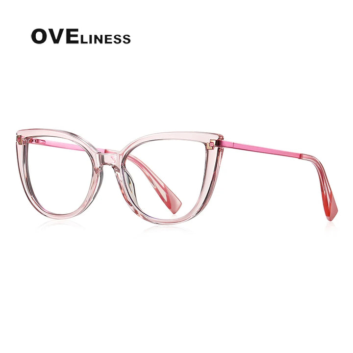 Oveliness Women's Full Rim Cat Eye Tr 90 Titanium Eyeglasses 2128 Full Rim Oveliness pink  