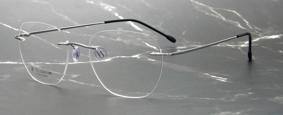 Esnbie Unisex Rimless Polygon Square Titanium Eyeglasses 243212