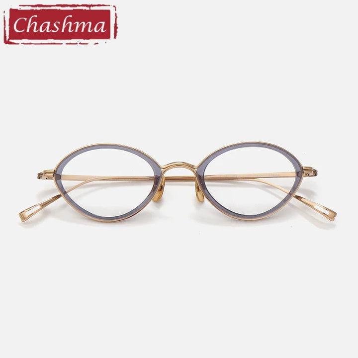 Chashma Ottica Unisex Small Oval Titanium Tr 90 Eyeglasses 0020 Full Rim Chashma Ottica Gray  