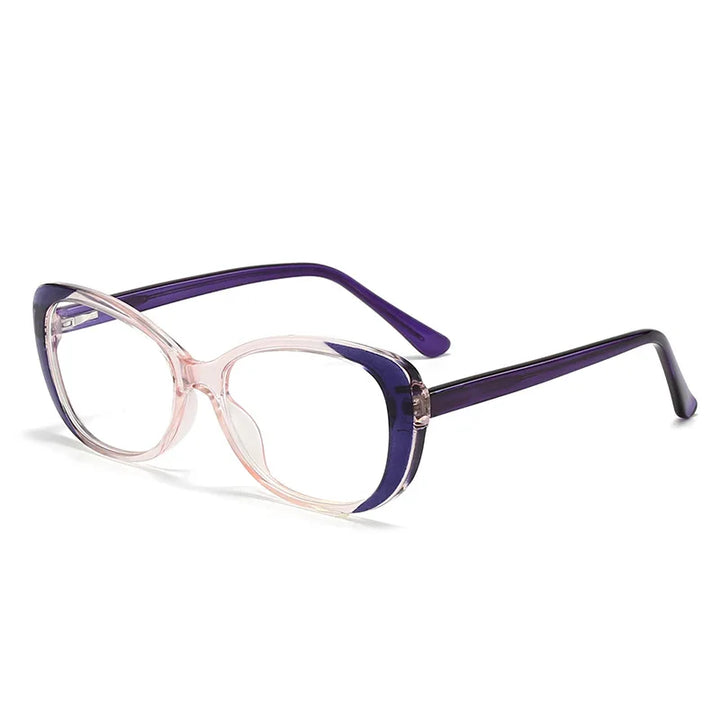 CCspace Women's Full Rim Small Oval Polycarbonate Eyeglasses 301422 Full Rim CCspace Purple  