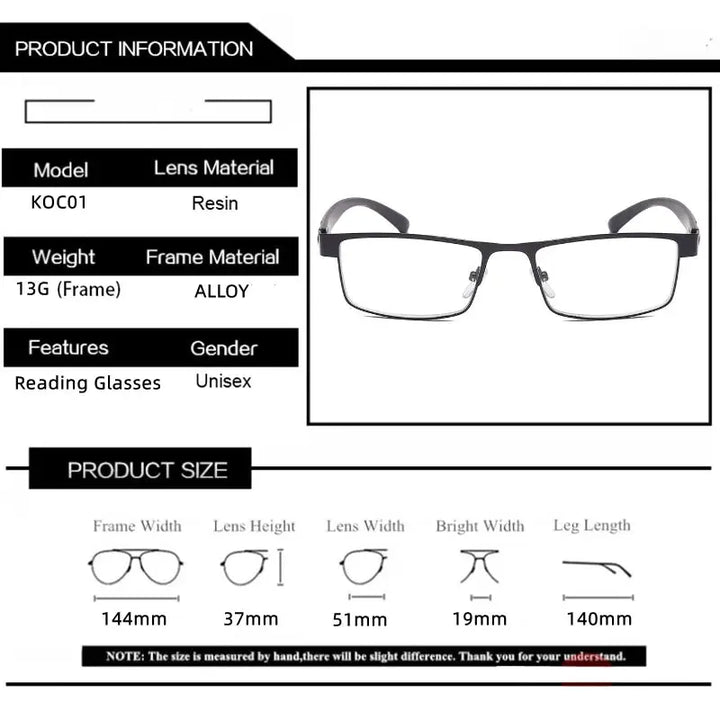 Kocolior 974070 Mens Full Rim Square Alloy Frames — view 2 | Kocolior at FuzWeb