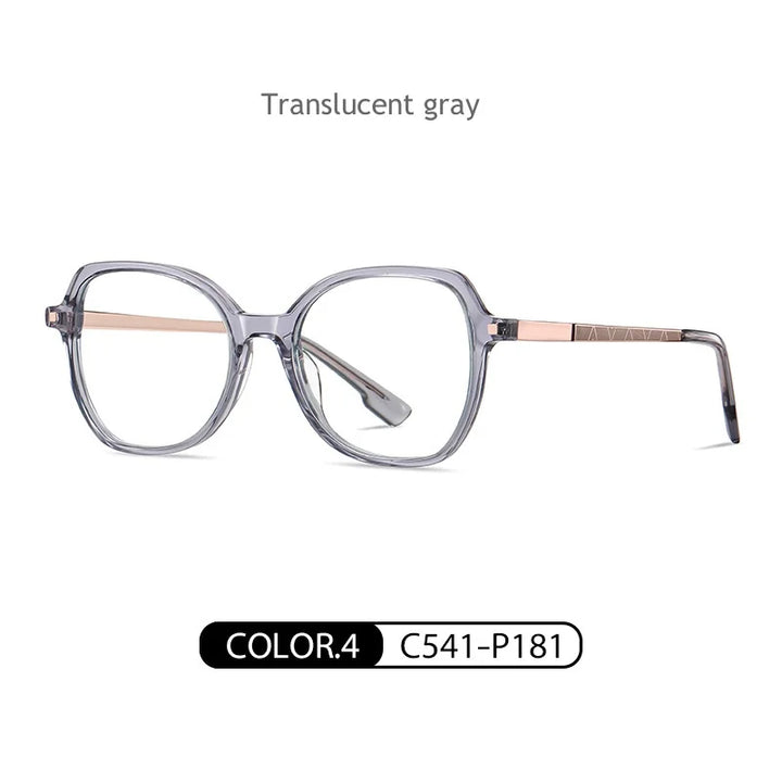 KatKani  Women's Full Rim Polygon Acetate Alloy Eyeglasses Bj9225 Full Rim KatKani Eyeglasses Translucent gray  