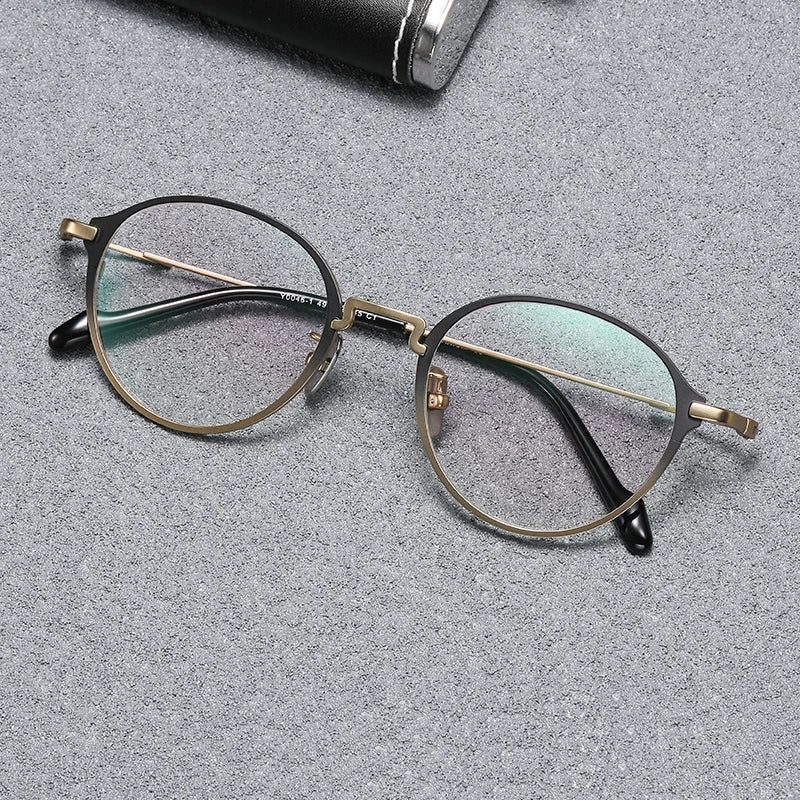 Black Mask Unisex Full Rim Round Titanium Eyeglasses Bm0046 Full Rim Black Mask Gradient-Bronze  