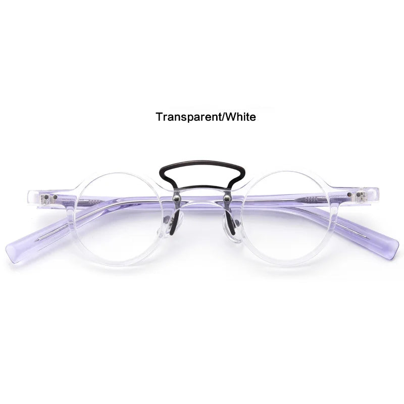 Muzz Women's Full Rim Round Double Bridge Titanium Acetate Eyeglasses 456011