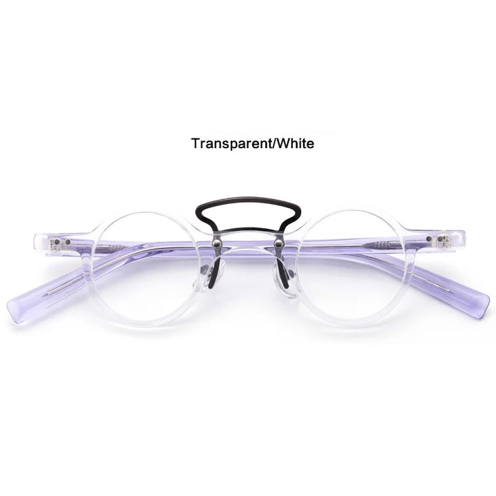 Muzz Women's Full Rim Round Double Bridge Titanium Acetate Eyeglasses 456011