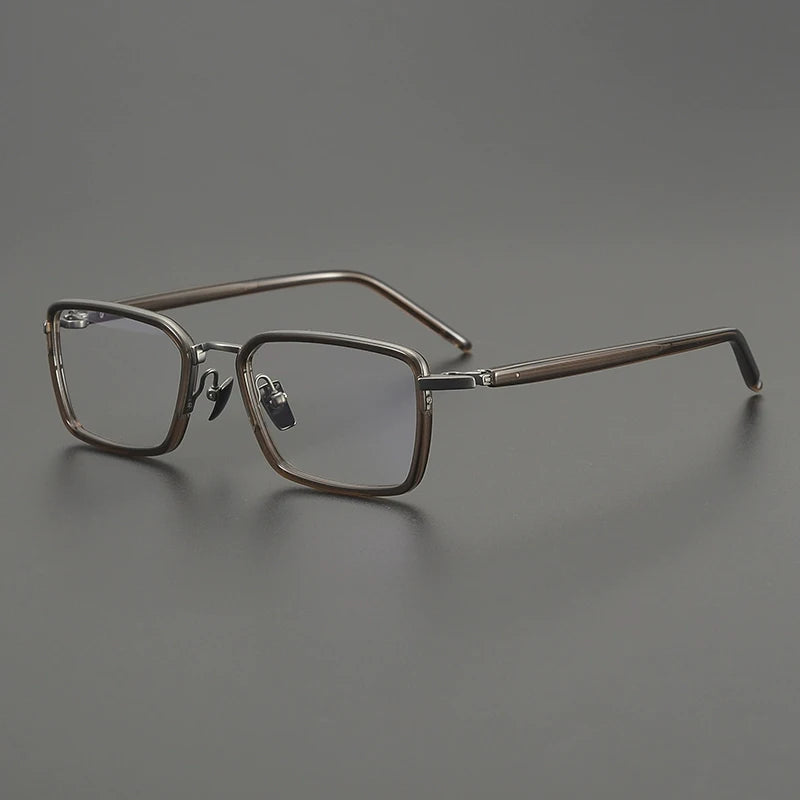 Gatenac Unisex Full Rim Big Square Titanium Acetate Eyeglasses G2172