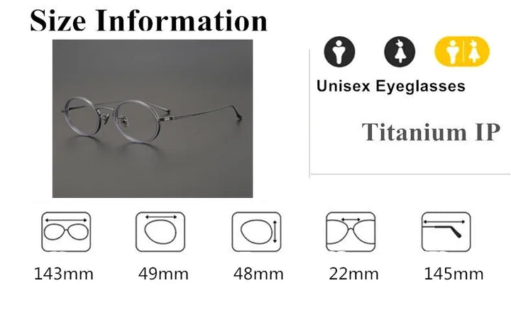 Aimee Unisex Full Rim Round Titanium Eyeglasses 81061