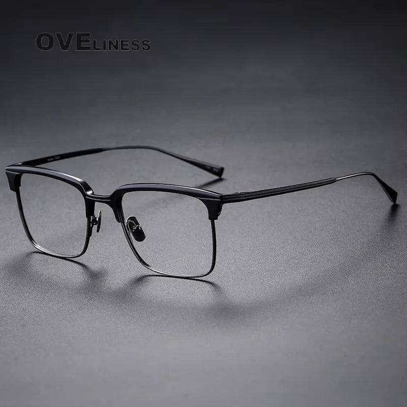 Oveliness Women's Full Rim Square Acetate Titanium Eyeglasses 614137