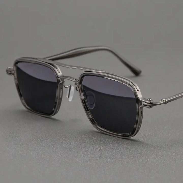 Black Mask Men Full Rim Square Titanium Polarized Sunglasses BM-5875S