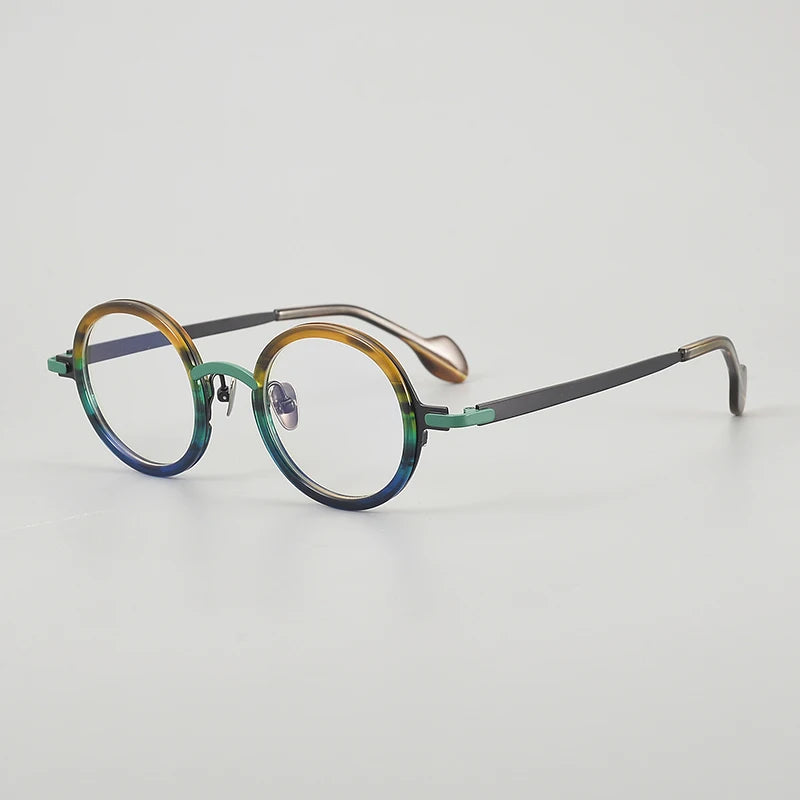 Muzz Unisex Full Rim Round Acetate Titanium Eyeglasses 817402