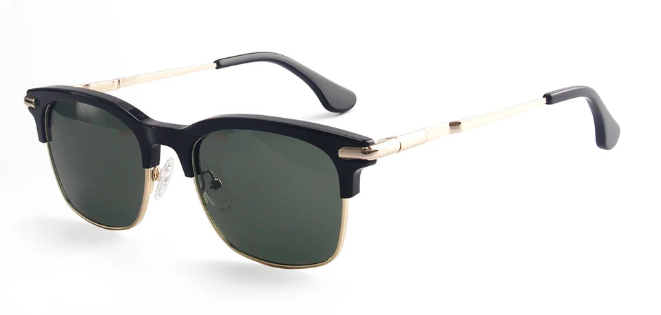 Esnbie Unisex Full Rim Square Brow Line Acetate Alloy Sunglasses 24021