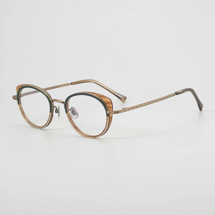 Hewei Unisex Full Rim Cat Eye Titanium Acetate Eyeglasses 549001