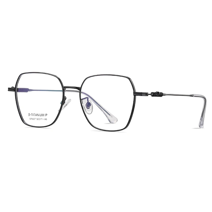 KatKani Unisex Full Rim Polygonal Titanium Alloy Eyeglasses T6227 Full Rim KatKani Eyeglasses   