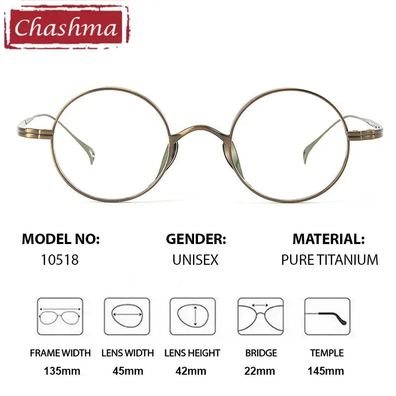 Chashma Ottica Women's Full Rim Round Titanium Eyeglasses Clip On Sunglasses 710518 FuzWeb