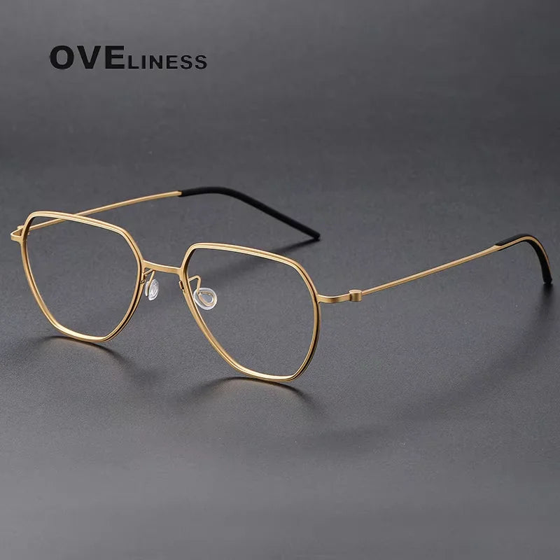 Oveliness Unisex Full Rim Square Polygon Titanium Eyeglasses 45527