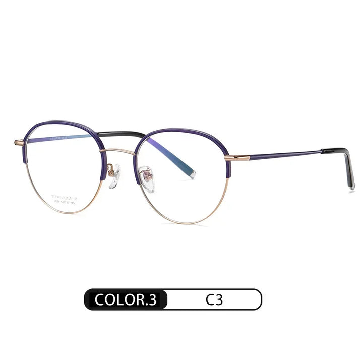 Hotony Women's Full Rim Oval Round Titanium Eyeglasses 52039