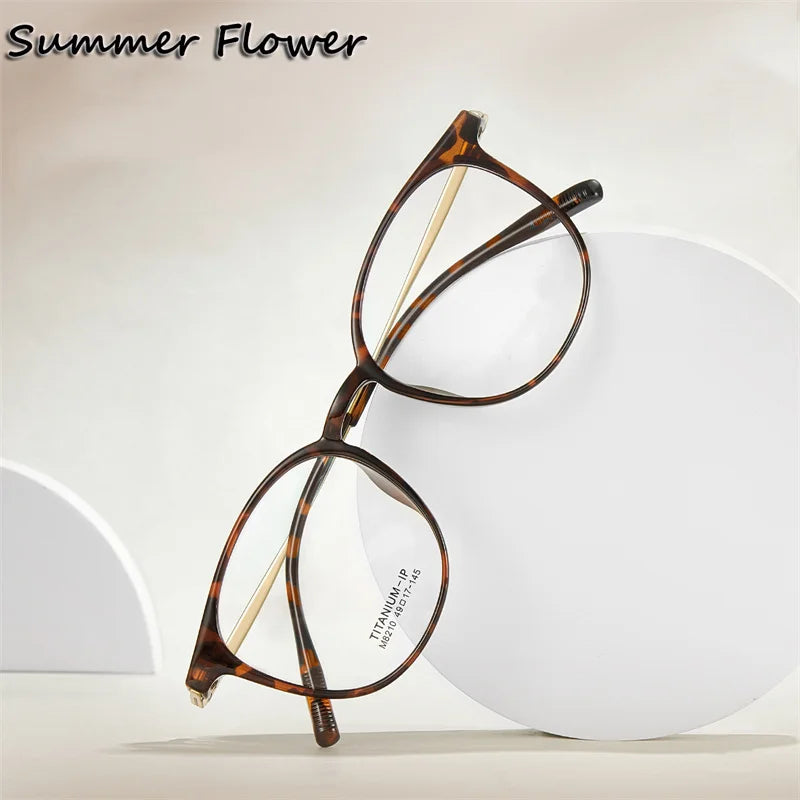 Summer Flower Women's Full Rim Square Tr 90 Titanium Eyeglasses 88210 Full Rim Summer Flower