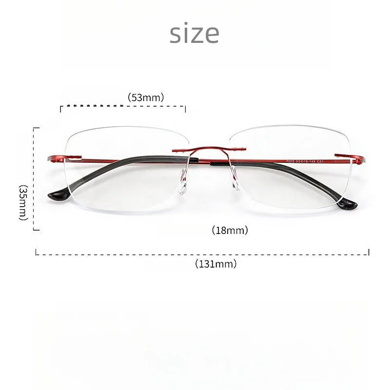 KatKani Women's Rimless Square Titanium Reading Glasses 7002 Reading Glasses KatKani Eyeglasses   