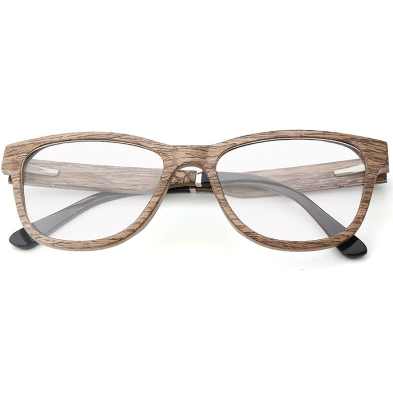 Hdcrafter Unisex Full Rim Square Cat Eye Wood Eyeglasses 56306 Full Rim Hdcrafter Eyeglasses Walunt Wood  