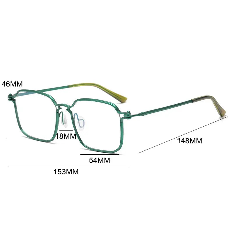 Gatenac Unisex Full Rim Big Square Titanium Eyeglasses 725870 FuzWeb