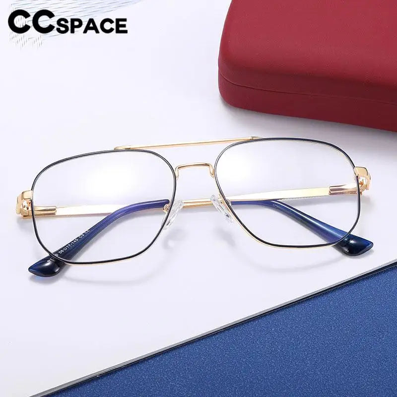 CCspace Unisex Full Rim Large Square Double Bridge Alloy Eyeglasses 57238 Full Rim CCspace   