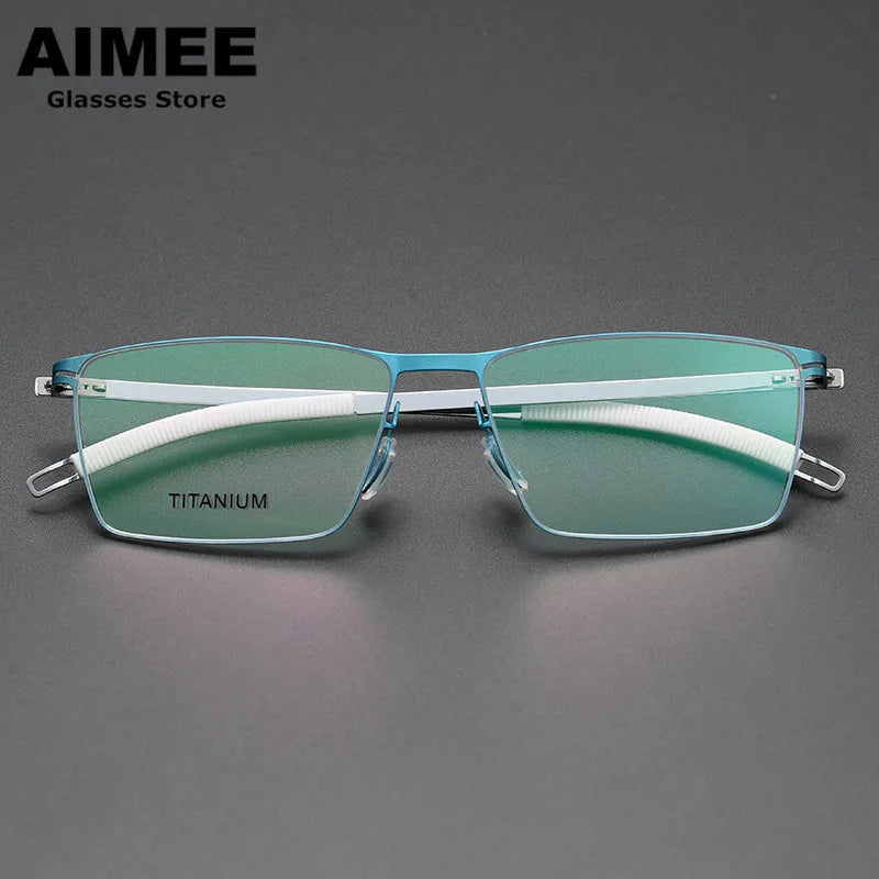 Aimee Unisex Full Rim Square Screwless Titanium Eyeglasses 46119 Full Rim Aimee   