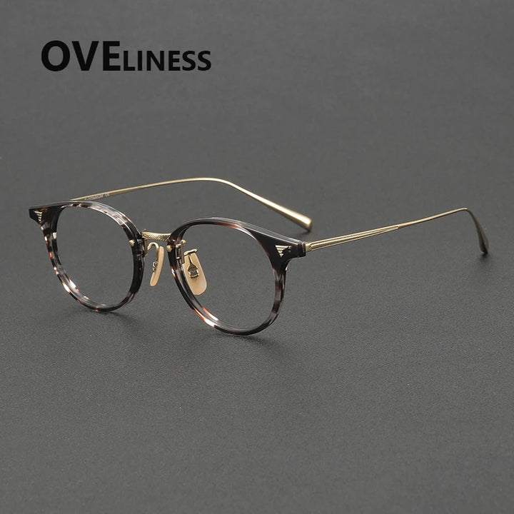 Oveliness Women's Full Rim Oval Round Acetate Titanium Eyeglasses 68510