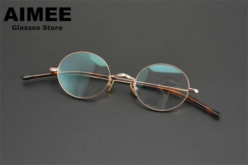 Aimee Unisex Full Rim Oval Round Titanium Acetate Eyeglasses 12344 Full Rim Aimee Gold  