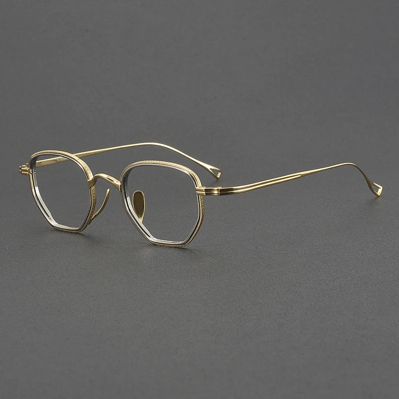 Aror Unisex Full Rim Flat Bottom Polygon Titanium Eyeglasses 631235