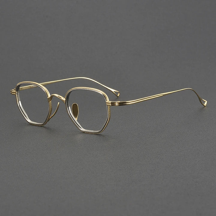 Aror Unisex Full Rim Flat Bottom Polygon Titanium Eyeglasses 631235