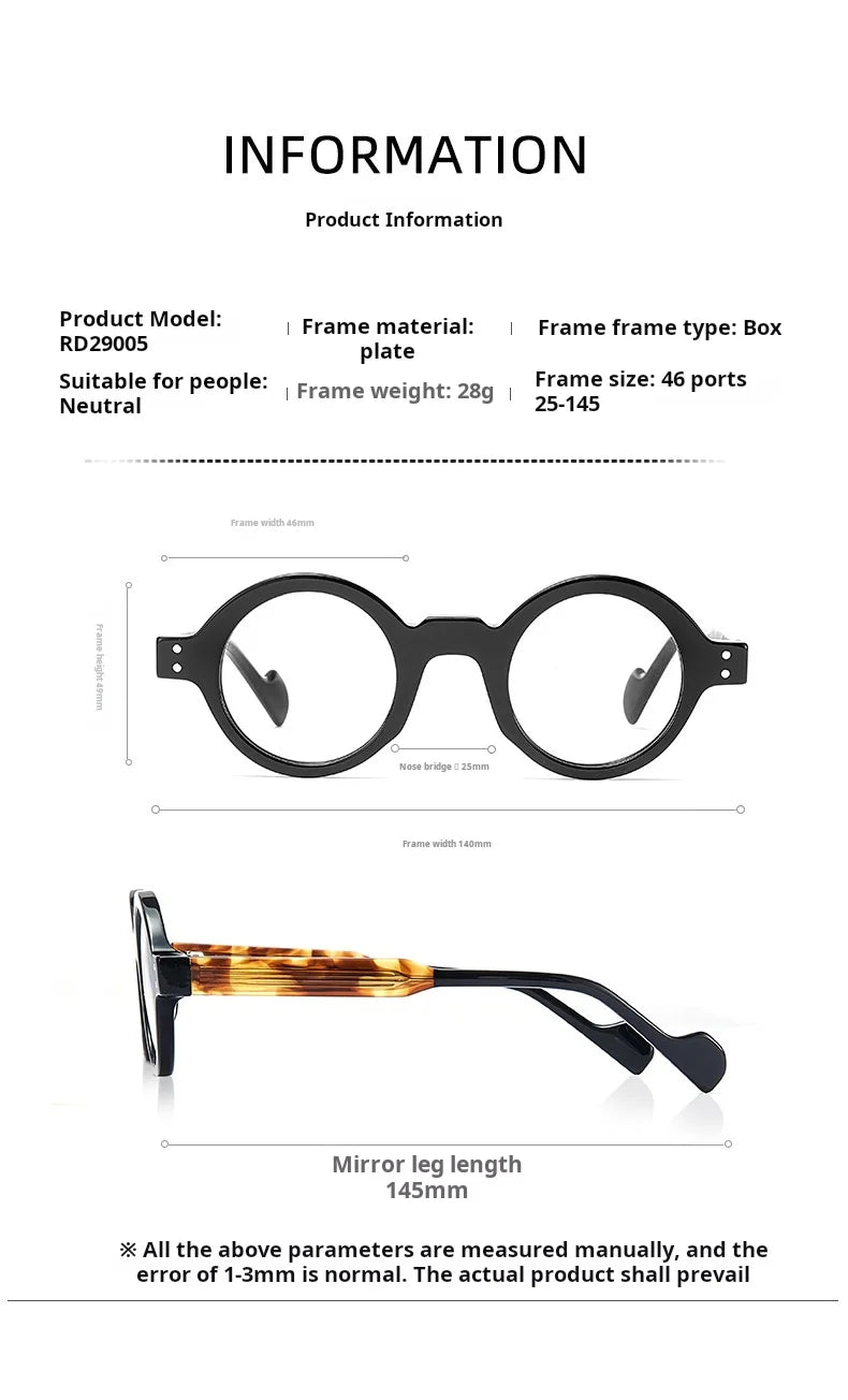 Momoja Unisex Full Rim Round Acetate Eyeglasses 90265