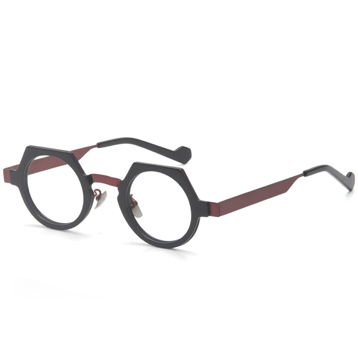 Aror Unisex Full Rim Flat Top Round Acetate Alloy Eyeglasses 94008