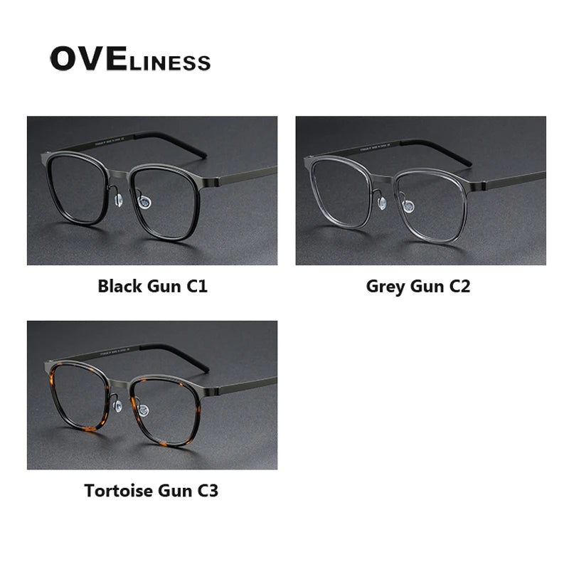 Oveliness Unisex Full Rim Square Acetate Titanium Eyeglasses O9765 Full Rim Oveliness   