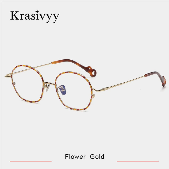 Krasivyy Unisex Full Rim Irregular Round Titanium Eyeglasses 45960