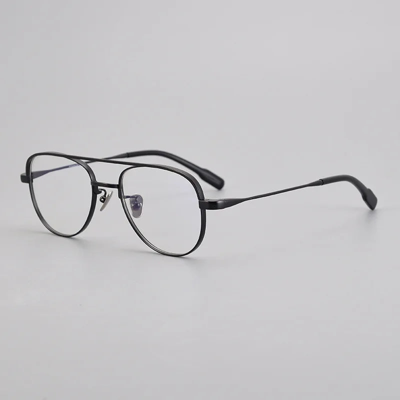 Black Mask Unisex Full Rim Square Double Bridge Titanium Eyeglasses G001 Full Rim Black Mask Black  