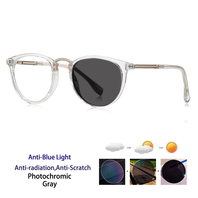 Kocolior Women's Full Rim Round Acetate Photochromic Reading Glasses 67241