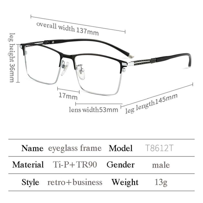 Hotochki Men's Full Rim Square Titanium Eyeglasses 86127