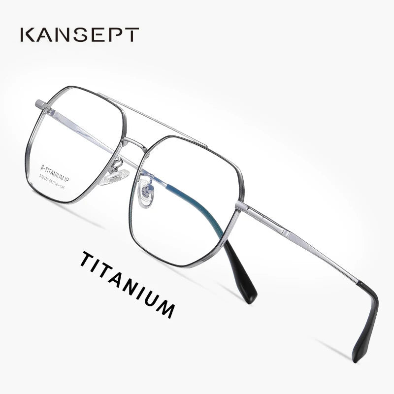 Kansept Unisex Full Rim Square Double Bridge Titanium Reading Glasses 6222 Reading Glasses Kansept   