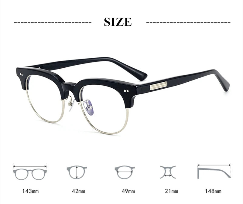 Black Mask Unisex Full Rim Square Acetate Titanium Eyeglasses 77015