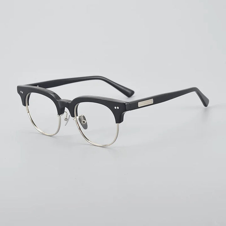 Black Mask Unisex Full Rim Square Acetate Titanium Eyeglasses 77015