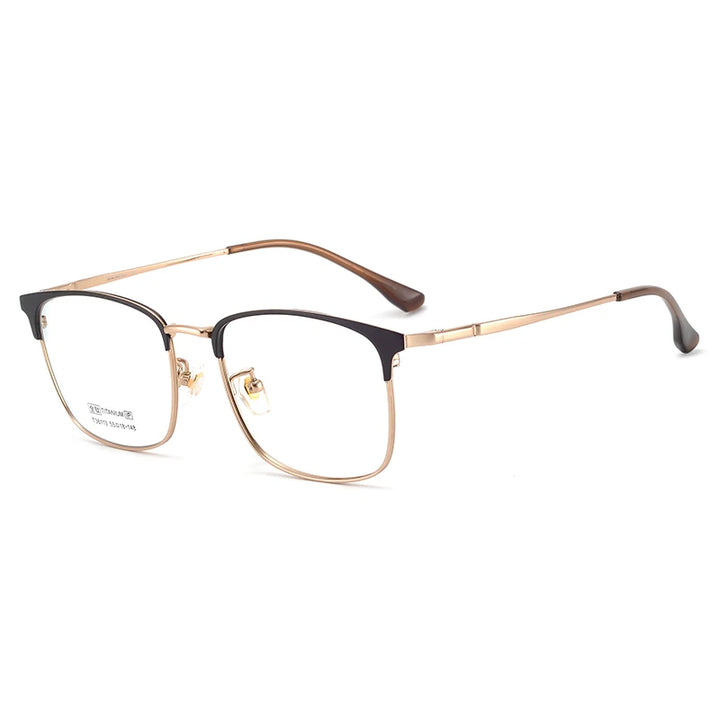 Zirosat Men's Full Rim Square Titanium Eyeglasses 36113 Full Rim Zirosat black-golden  