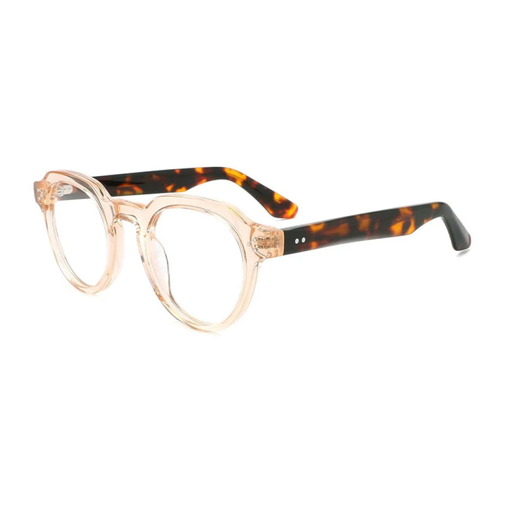 Gatenac Unisex Full Rim Flat Top Round Acetate Eyeglasses Gxyj1499 Full Rim Gatenac Orange  