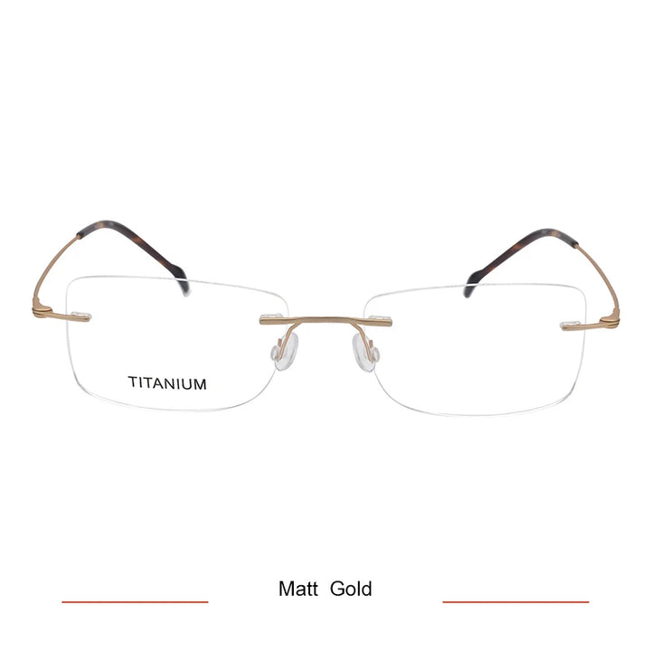 Brightzone Unisex Rimless Rectangle Titanium Eyeglasses 71608 Rimless Brightzone Matte Gold