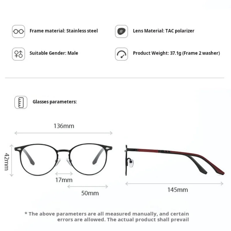 Momoja Women's Full Rim Round Steel Eyeglasses Clip On Sunglasses 77043