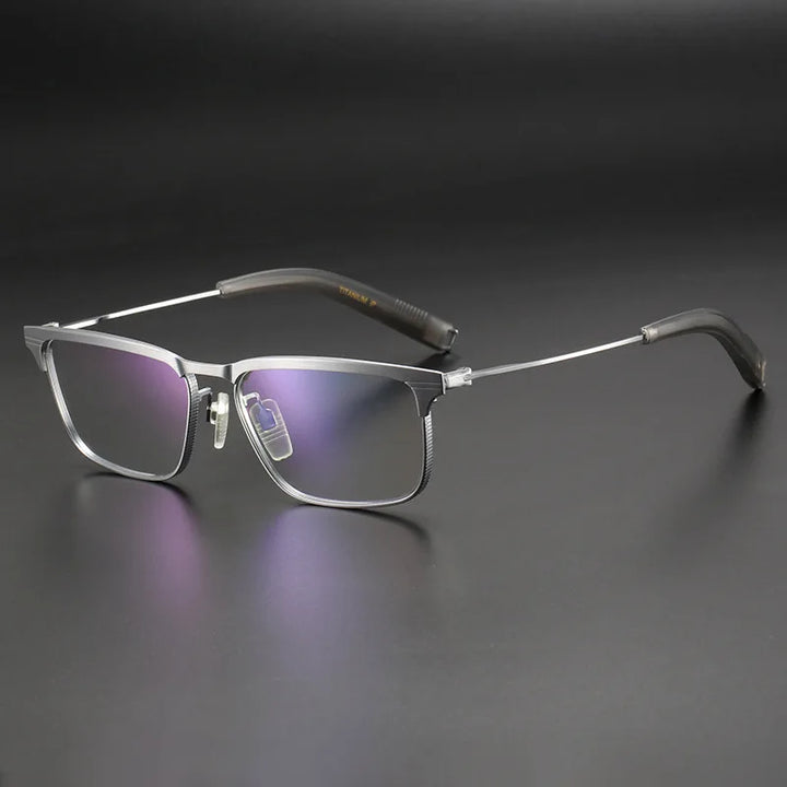 Muzz Men's Full Rim Square Titanium Acetate Eyeglasses 10131